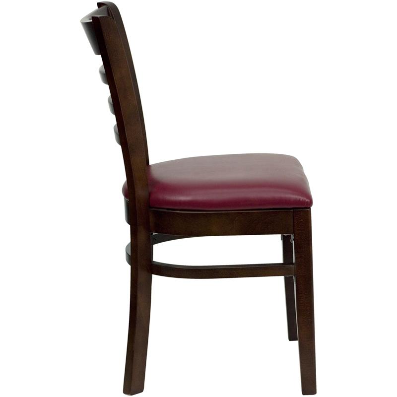 Flash Furniture HERCULES Series Ladder Back Walnut Wood Restaurant Chair – Burgundy Vinyl Seat – XU-DGW0005LAD-WAL-BURV-GG Online Hot Sale