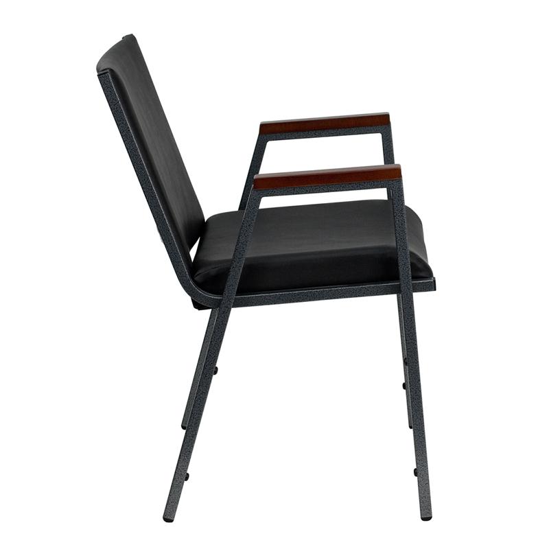 Flash Furniture HERCULES Series Heavy Duty Black Vinyl Stack Chair with Arms – XU-60154-BK-VYL-GG on Sale