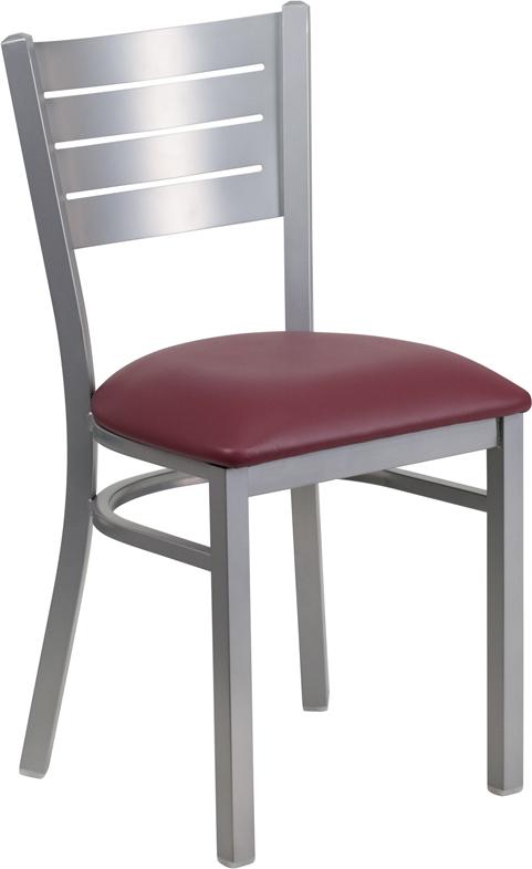 Flash Furniture HERCULES Series Silver Slat Back Metal Restaurant Chair – Burgundy Vinyl Seat – XU-DG-60401-BURV-GG Online