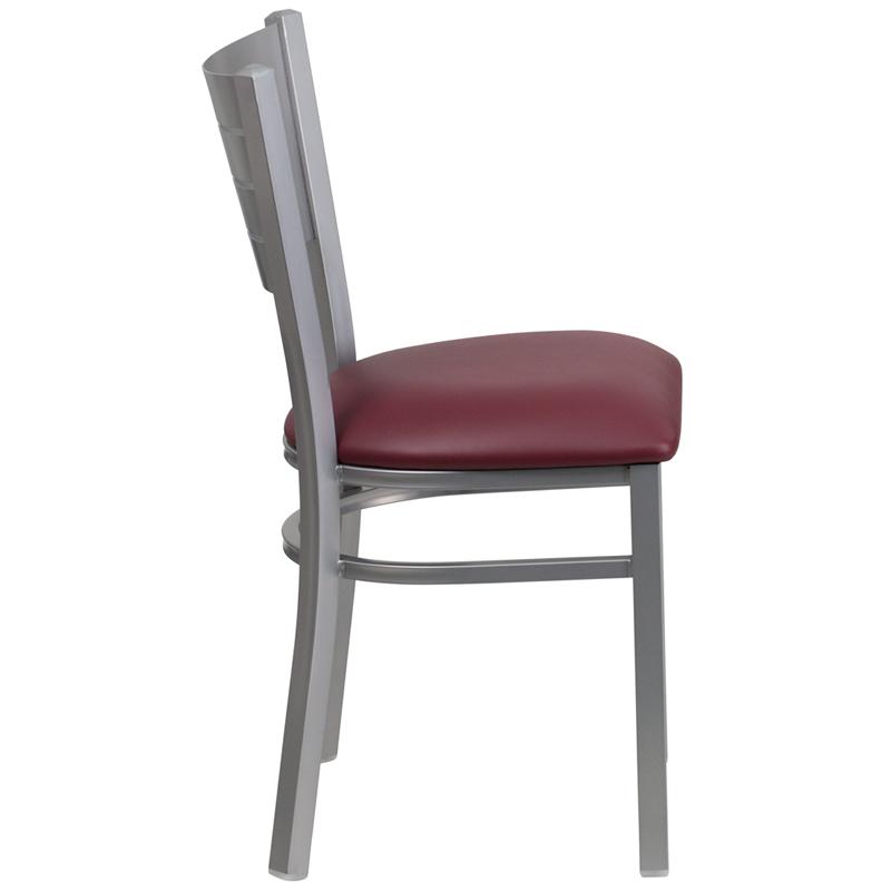 Flash Furniture HERCULES Series Silver Slat Back Metal Restaurant Chair – Burgundy Vinyl Seat – XU-DG-60401-BURV-GG Online