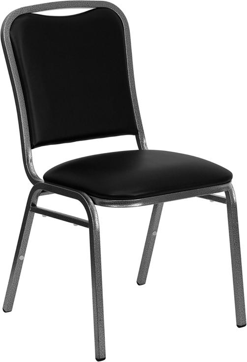 Flash Furniture HERCULES Series Stacking Banquet Chair in Black Vinyl – Silver Vein Frame – NG-108-SV-BK-VYL-GG Sale