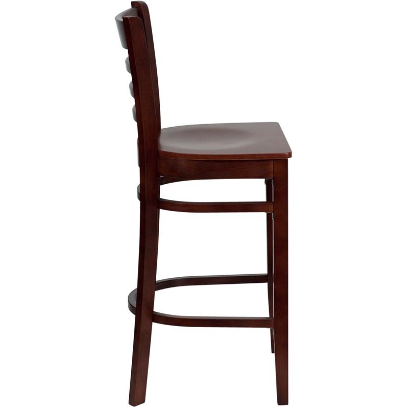 Flash Furniture HERCULES Series Ladder Back Mahogany Wood Restaurant Barstool – XU-DGW0005BARLAD-MAH-GG on Sale
