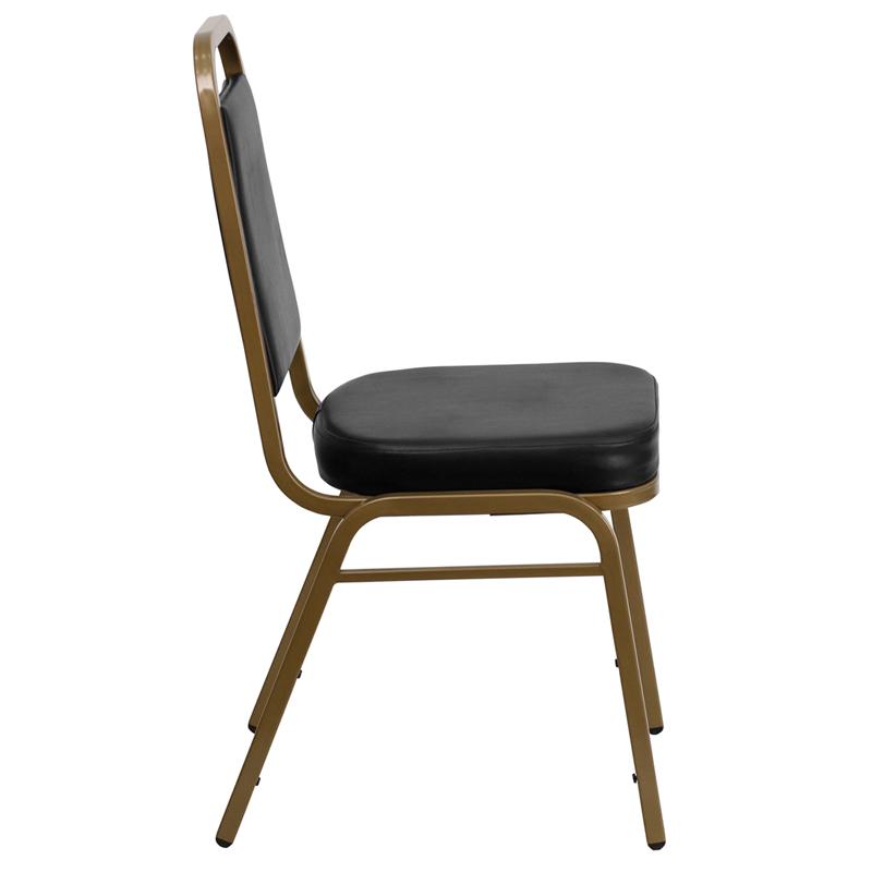 Flash Furniture HERCULES Series Trapezoidal Back Stacking Banquet Chair in Black Vinyl – Gold Frame – FD-BHF-1-ALLGOLD-BK-GG Sale