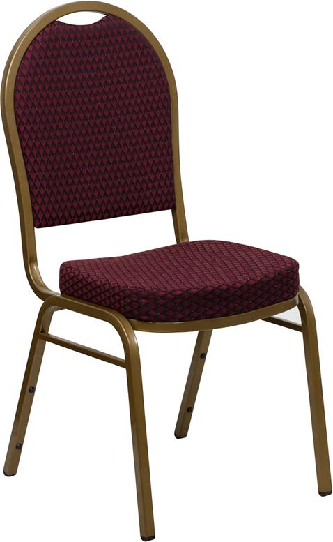Flash Furniture HERCULES Series Dome Back Stacking Banquet Chair in Burgundy Patterned Fabric – Gold Frame – FD-C03-ALLGOLD-EFE1679-GG Online Sale