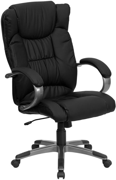 Flash Furniture High Back Black Leather Executive Swivel Chair with Titanium Nylon Base and Loop Arms – BT-9088-BK-GG Online Hot Sale