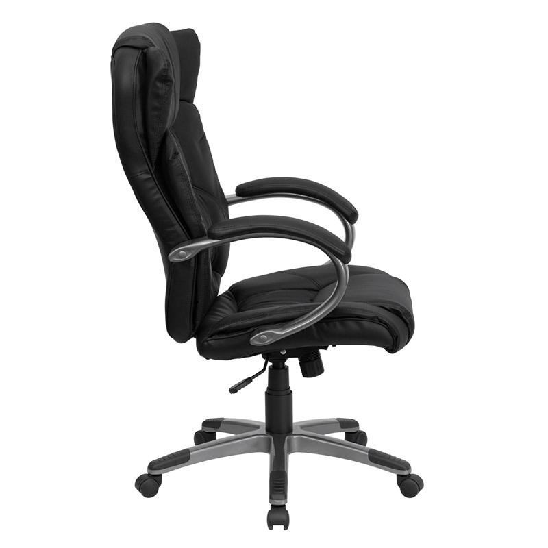 Flash Furniture High Back Black Leather Executive Swivel Chair with Titanium Nylon Base and Loop Arms – BT-9088-BK-GG Online Hot Sale