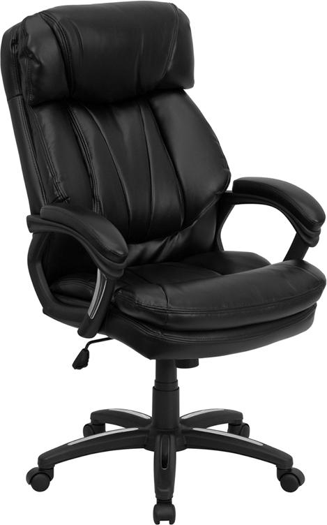Flash Furniture High Back Black Leather Executive Swivel Chair with Plush Headrest, Extensive Padding and Arms – GO-1097-BK-LEA-GG Sale
