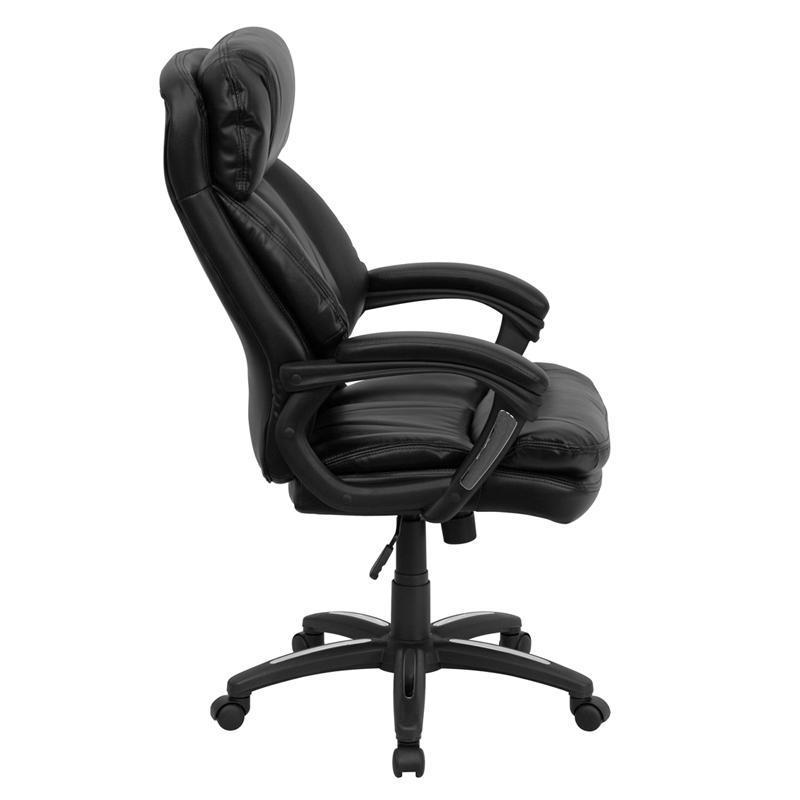 Flash Furniture High Back Black Leather Executive Swivel Chair with Plush Headrest, Extensive Padding and Arms – GO-1097-BK-LEA-GG Sale