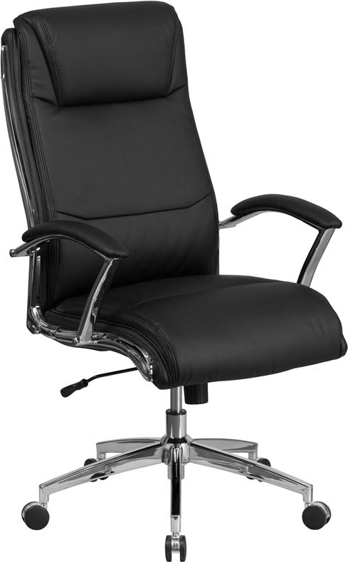 Flash Furniture High Back Designer Black Leather Smooth Upholstered Executive Swivel Chair with Chrome Base and Arms – GO-2192-BK-GG Sale