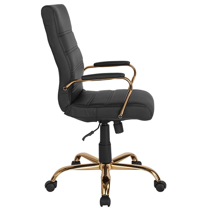 Flash Furniture High Back Black Leather Executive Swivel Chair with Gold Frame and Arms – GO-2286H-BK-GLD-GG Hot on Sale