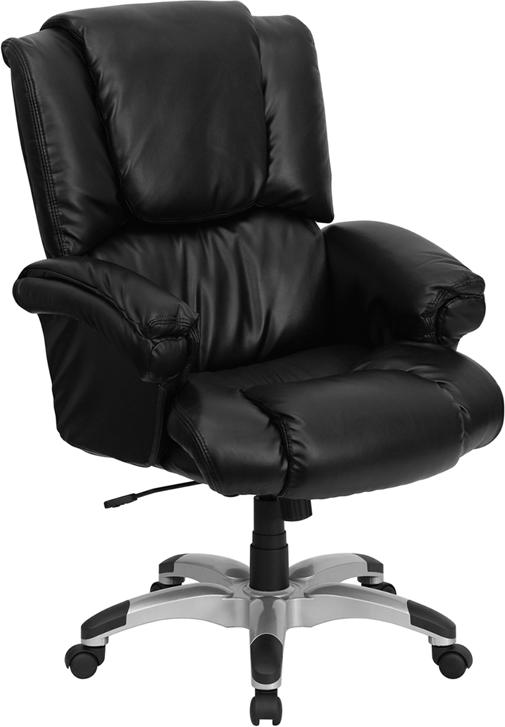 Flash Furniture High Back Black Leather OverStuffed Executive Swivel Chair with Fully Upholstered Arms – GO-958-BK-GG Supply