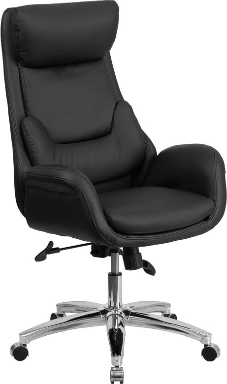 Flash Furniture High Back Black Leather Executive Swivel Chair with Lumbar Pillow and Arms – BT-90027OH-GG Discount