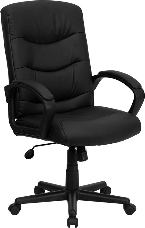 Flash Furniture High Back Black Fabric Executive Swivel Chair with Three Line Horizontal Stitch Back and Arms – GO-977-1-BK-LEA-GG Supply
