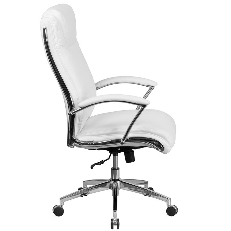 Flash Furniture High Back Designer White Leather Smooth Upholstered Executive Swivel Chair with Chrome Base and Arms – GO-2192-WH-GG on Sale