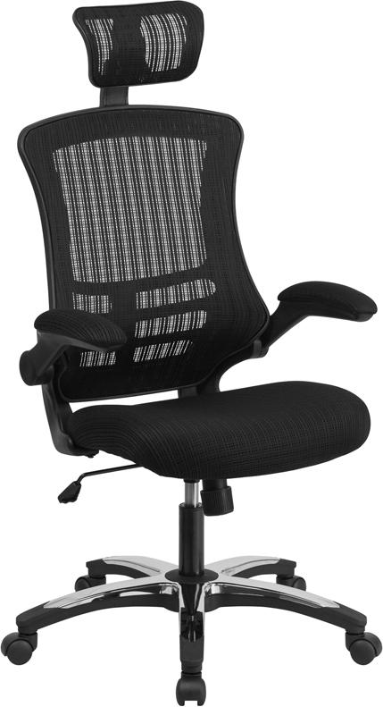 Flash Furniture High Back Black Mesh Executive Swivel Chair with Chrome Plated Nylon Base and Flip-Up Arms – BL-X-5H-GG Online now