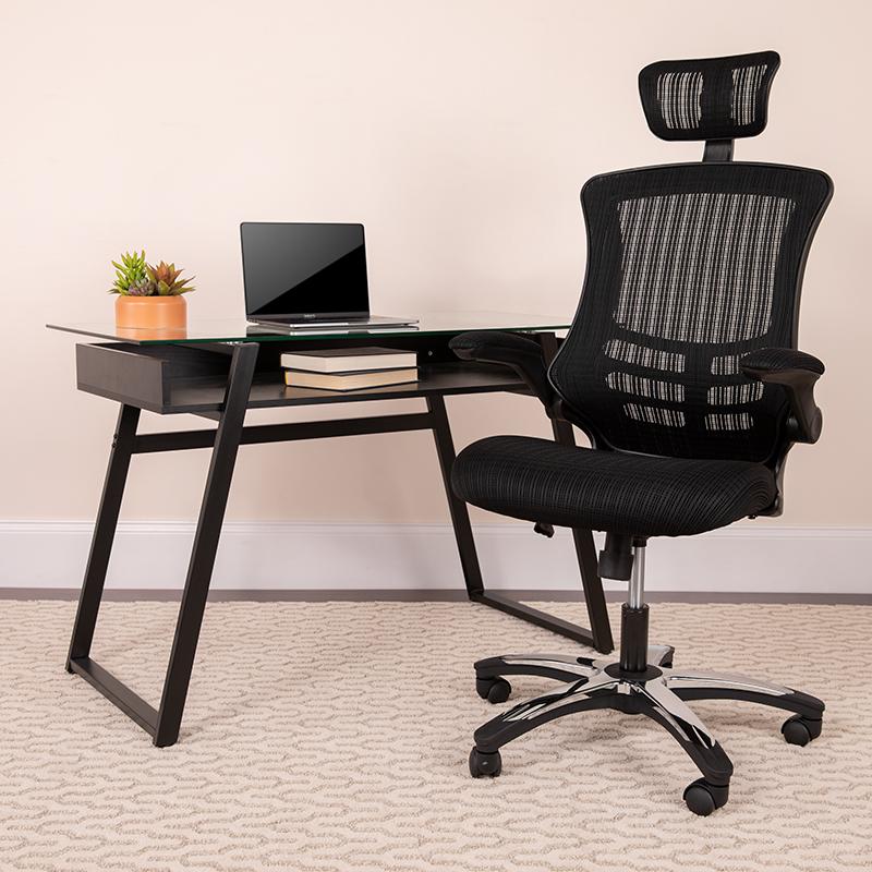 Flash Furniture High Back Black Mesh Executive Swivel Chair with Chrome Plated Nylon Base and Flip-Up Arms – BL-X-5H-GG Online now