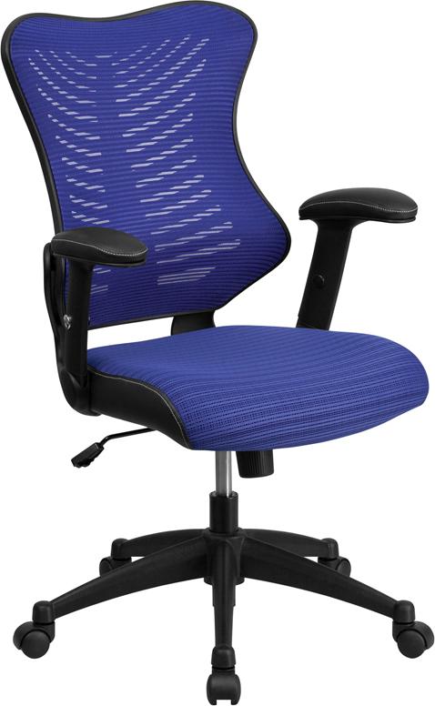 Flash Furniture High Back Designer Blue Mesh Executive Swivel Chair with Adjustable Arms – BL-ZP-806-BL-GG Online