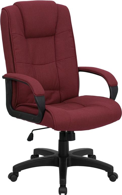 Flash Furniture High Back Burgundy Fabric Executive Swivel Chair with Arms – GO-5301B-BY-GG Online Hot Sale