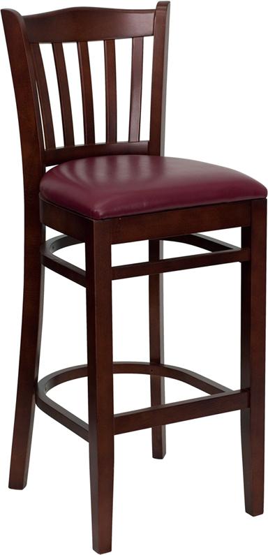 Flash Furniture HERCULES Series Vertical Slat Back Mahogany Wood Restaurant Barstool – Burgundy Vinyl Seat – XU-DGW0008BARVRT-MAH-BURV-GG Sale