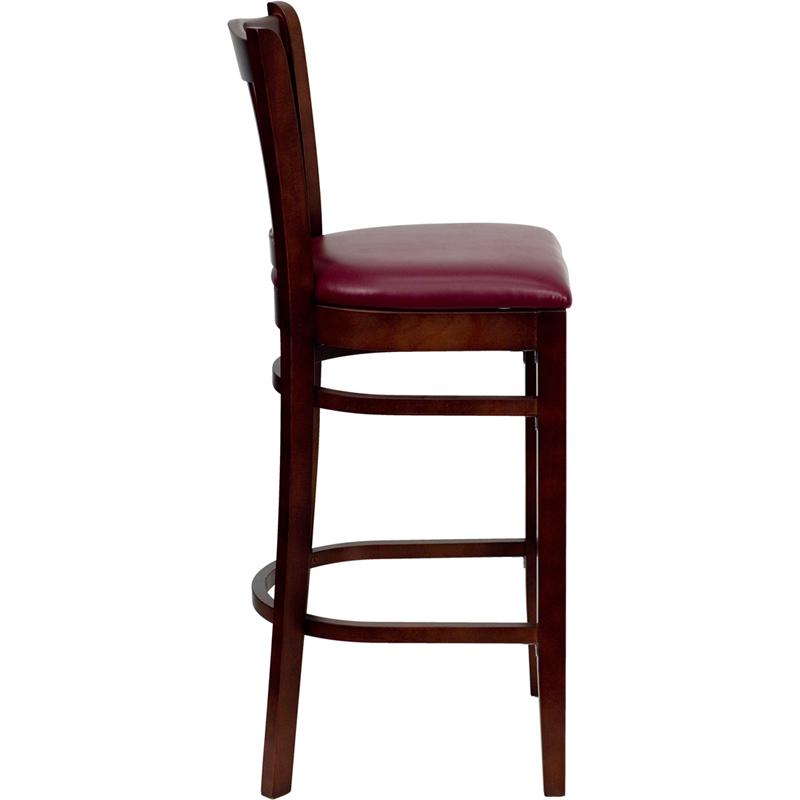 Flash Furniture HERCULES Series Vertical Slat Back Mahogany Wood Restaurant Barstool – Burgundy Vinyl Seat – XU-DGW0008BARVRT-MAH-BURV-GG Sale