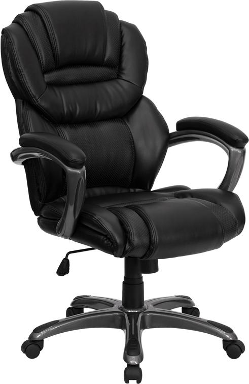 Flash Furniture High Back Black Leather Executive Swivel Chair with Arms – GO-901-BK-GG on Sale