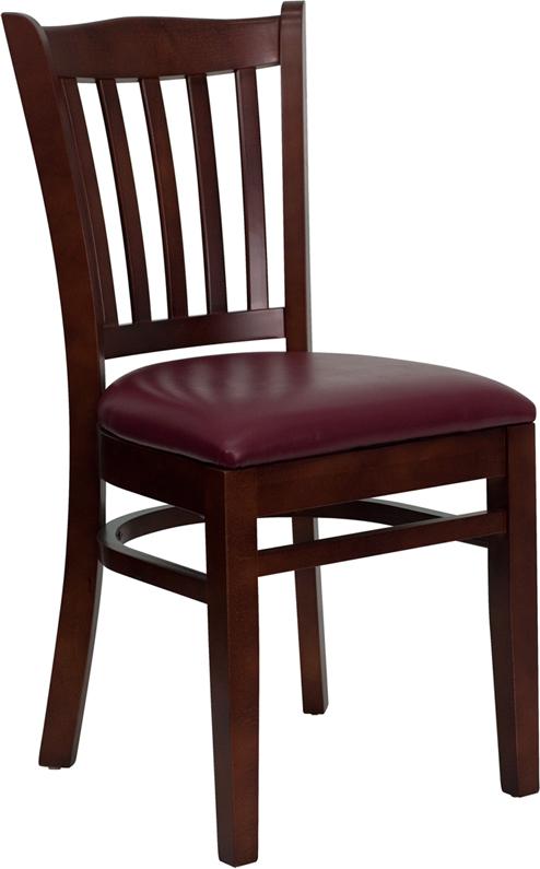 Flash Furniture HERCULES Series Vertical Slat Back Mahogany Wood Restaurant Chair – Burgundy Vinyl Seat – XU-DGW0008VRT-MAH-BURV-GG Sale