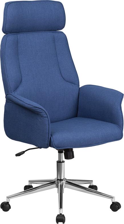 Flash Furniture High Back Blue Fabric Executive Swivel Chair with Chrome Base and Fully Upholstered Arms – CH-CX0944H-BL-GG Online