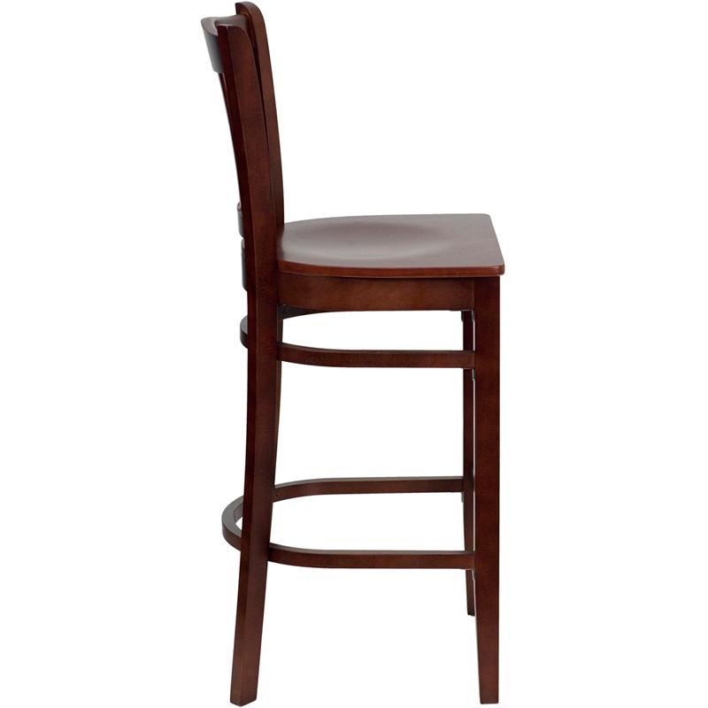 Flash Furniture HERCULES Series Vertical Slat Back Mahogany Wood Restaurant Barstool – XU-DGW0008BARVRT-MAH-GG Discount