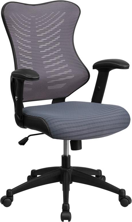 Flash Furniture High Back Designer Gray Mesh Executive Swivel Chair with Adjustable Arms – BL-ZP-806-GY-GG Online Sale