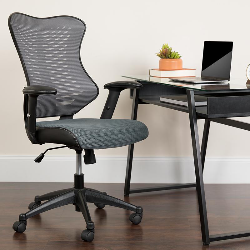 Flash Furniture High Back Designer Gray Mesh Executive Swivel Chair with Adjustable Arms – BL-ZP-806-GY-GG Online Sale