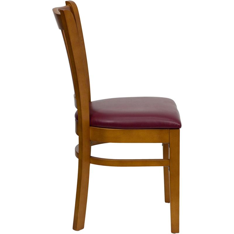 Flash Furniture HERCULES Series Vertical Slat Back Cherry Wood Restaurant Chair – Burgundy Vinyl Seat – XU-DGW0008VRT-CHY-BURV-GG Fashion