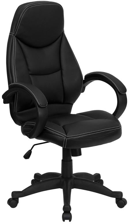 Flash Furniture High Back Black Leather Contemporary Executive Swivel Chair with Curved Back and Loop Arms – H-HLC-0005-HIGH-1B-GG Discount