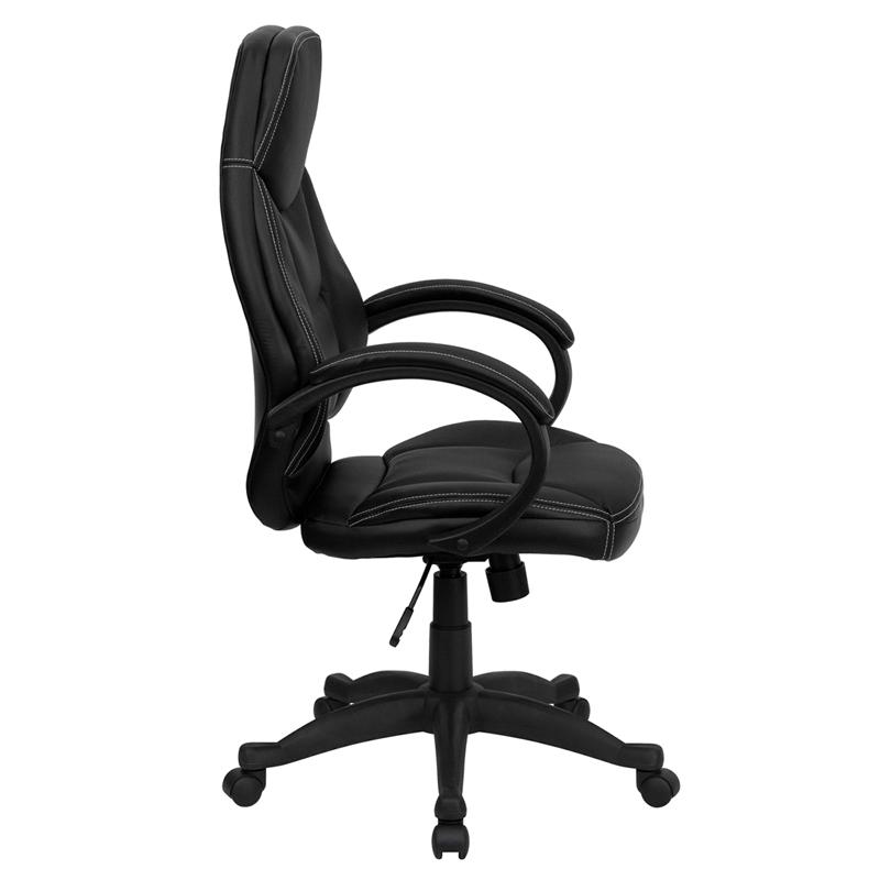 Flash Furniture High Back Black Leather Contemporary Executive Swivel Chair with Curved Back and Loop Arms – H-HLC-0005-HIGH-1B-GG Discount
