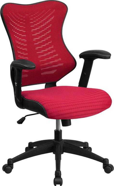 Flash Furniture High Back Designer Burgundy Mesh Executive Swivel Chair with Adjustable Arms – BL-ZP-806-BY-GG Sale