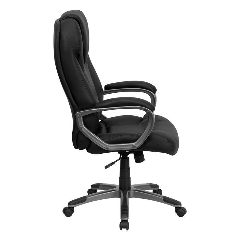 Flash Furniture High Back Black Leather Executive Swivel Chair with Titanium Nylon Base and Arms – BT-9066-BK-GG Hot on Sale