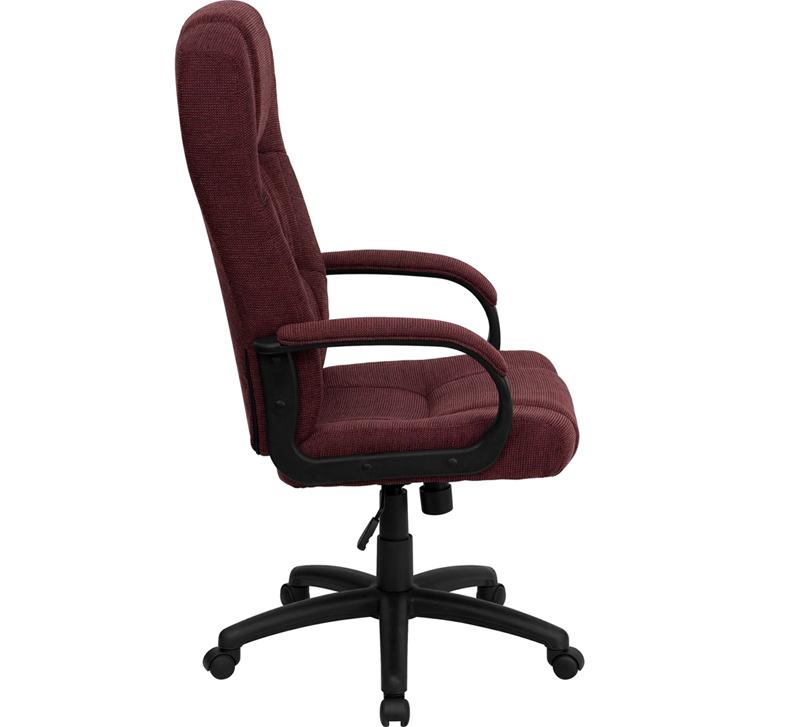 Flash Furniture High Back Burgundy Fabric Executive Swivel Chair with Arms – BT-9022-BY-GG Supply