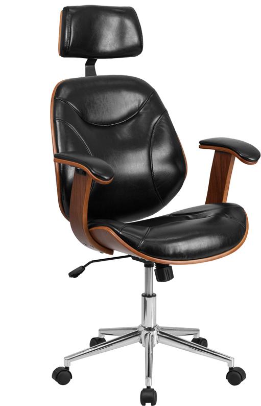 Flash Furniture High Back Black Leather Executive Wood Swivel Chair with Arms – SD-SDM-2235-5-BK-HR-GG Discount