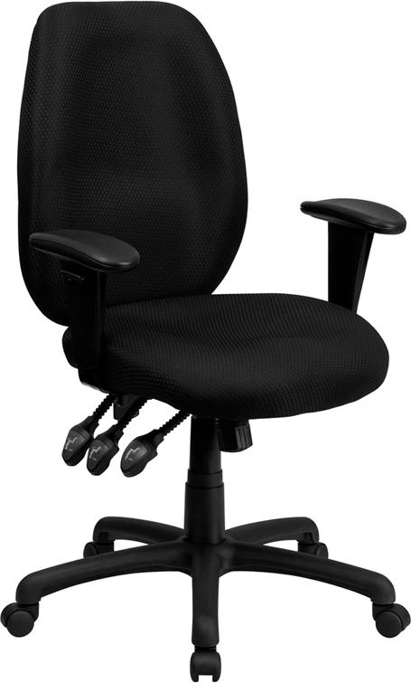 Flash Furniture High Back Black Fabric Multifunction Ergonomic Executive Swivel Chair with Adjustable Arms – BT-6191H-BK-GG Online now