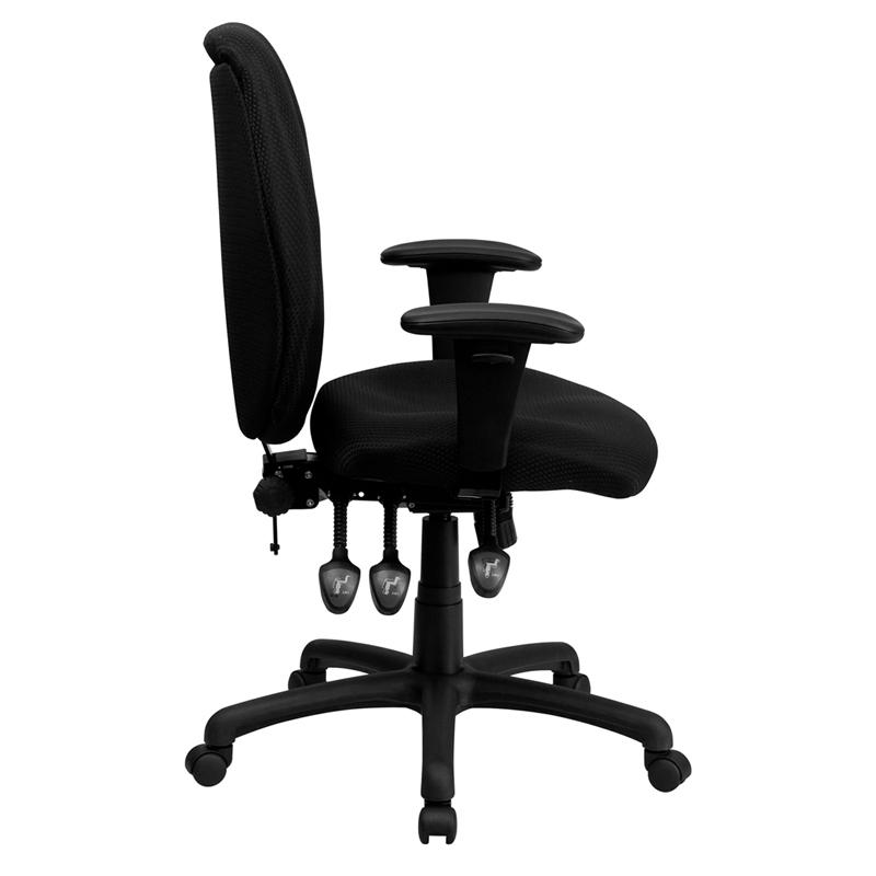 Flash Furniture High Back Black Fabric Multifunction Ergonomic Executive Swivel Chair with Adjustable Arms – BT-6191H-BK-GG Online now
