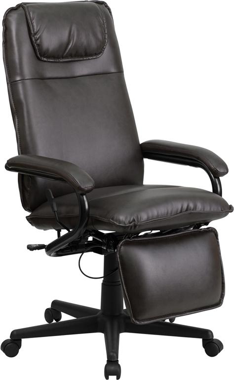 Flash Furniture High Back Brown Leather Executive Reclining Swivel Chair with Arms – BT-70172-BN-GG Supply