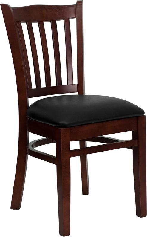Flash Furniture HERCULES Series Vertical Slat Back Mahogany Wood Restaurant Chair – Black Vinyl Seat – XU-DGW0008VRT-MAH-BLKV-GG Sale
