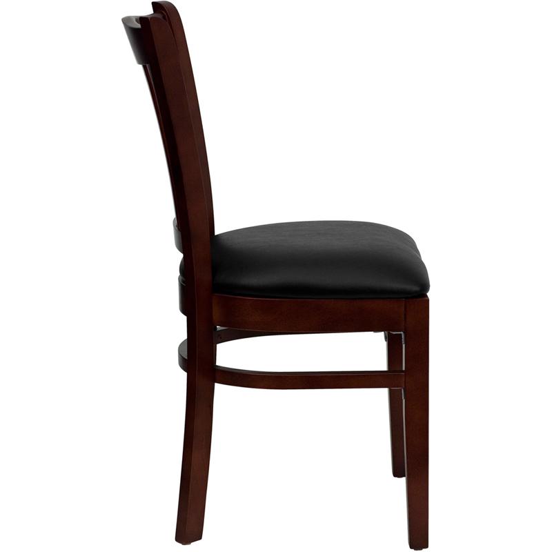 Flash Furniture HERCULES Series Vertical Slat Back Mahogany Wood Restaurant Chair – Black Vinyl Seat – XU-DGW0008VRT-MAH-BLKV-GG Sale