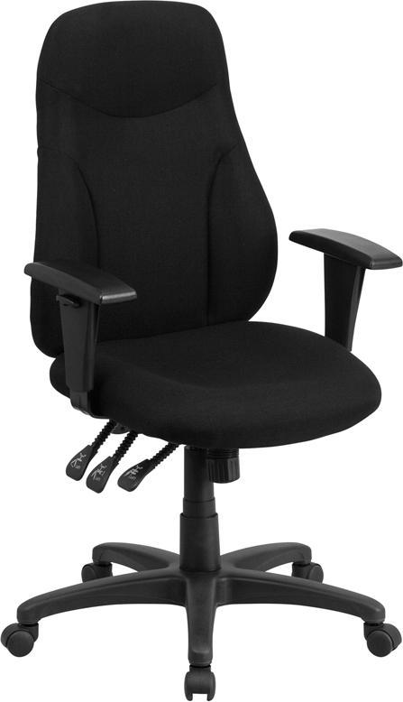 Flash Furniture High Back Black Fabric Multifunction Ergonomic Swivel Task Chair with Adjustable Arms – BT-90297H-A-GG Online