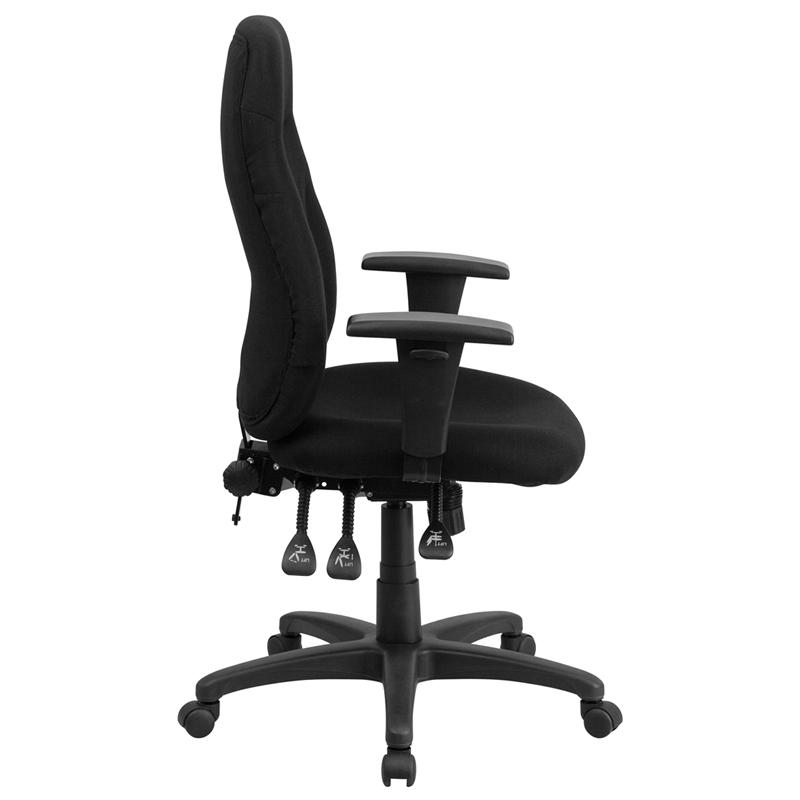 Flash Furniture High Back Black Fabric Multifunction Ergonomic Swivel Task Chair with Adjustable Arms – BT-90297H-A-GG Online