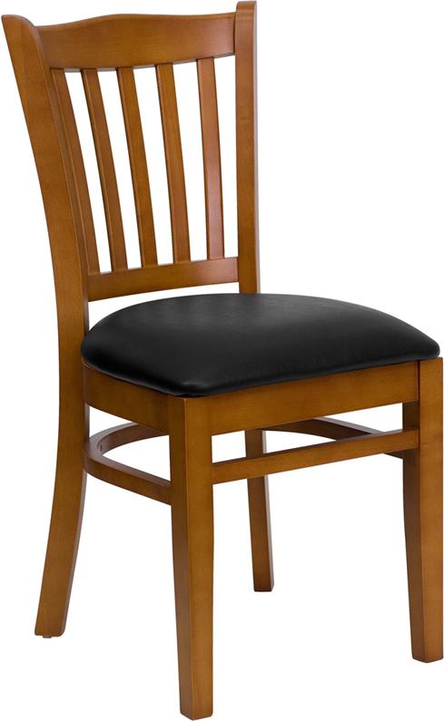 Flash Furniture HERCULES Series Vertical Slat Back Cherry Wood Restaurant Chair – Black Vinyl Seat – XU-DGW0008VRT-CHY-BLKV-GG Online