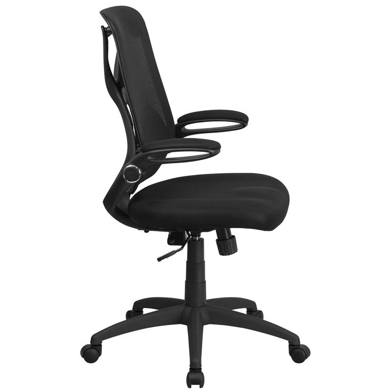 Flash Furniture High Back Black Mesh Executive Swivel Chair with Adjustable Lumbar, 2-Paddle Control and Flip-Up Arms – HL-0013-GG on Sale
