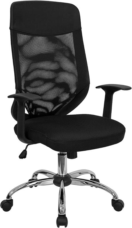 Flash Furniture High Back Black Mesh Executive Swivel Chair with Arms – LF-W952-GG on Sale