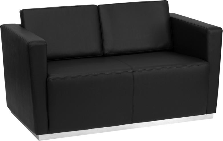 Flash Furniture HERCULES Trinity Series Contemporary Black Leather Loveseat with Stainless Steel Base – ZB-TRINITY-8094-LS-BK-GG Online Hot Sale