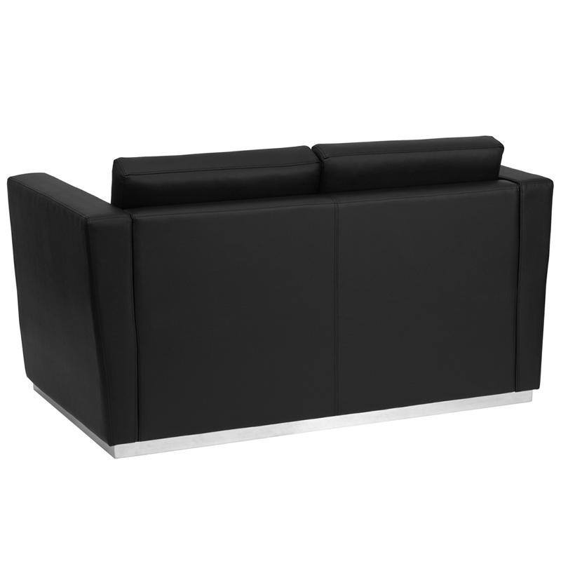Flash Furniture HERCULES Trinity Series Contemporary Black Leather Loveseat with Stainless Steel Base – ZB-TRINITY-8094-LS-BK-GG Online Hot Sale