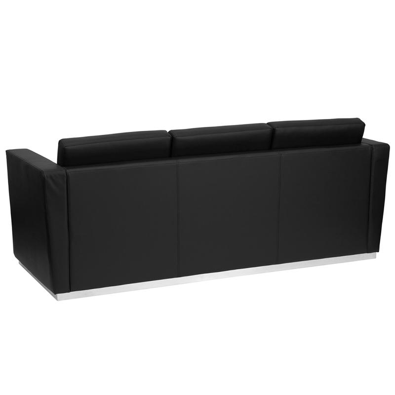Flash Furniture HERCULES Trinity Series Contemporary Black Leather Sofa with Stainless Steel Base – ZB-TRINITY-8094-SOFA-BK-GG Online